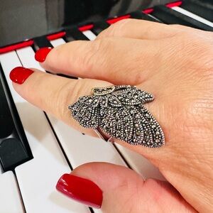 Marquesite Stone Butterfly Ring